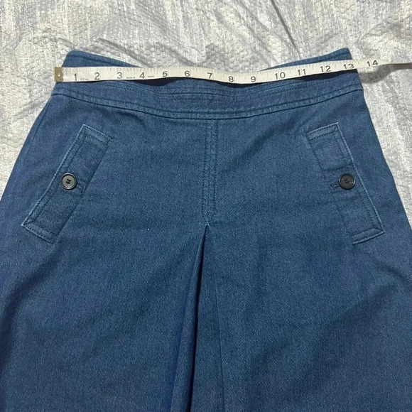 LOFT WOMENS SKIRT BLUE SOFT DENIM CHAMBRAY  PLEATED MINI STRETCHY SIZE 0 - Picture 7 of 8